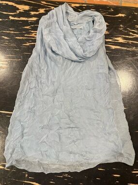 Soft Light Blue Sheer Cowl Neck Tank Italian Ethereal Office Unique Flowy M